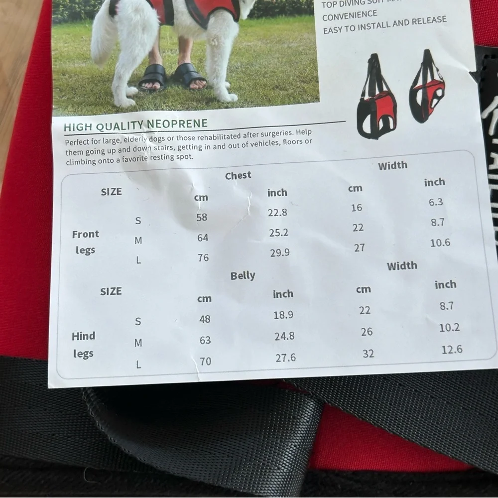Dog Lift Support Harness - Size Small